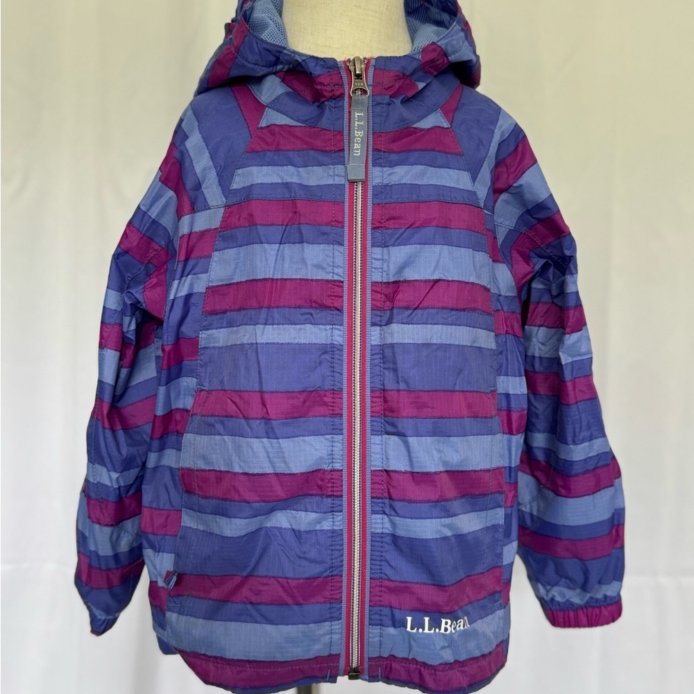 LL Bean Blue and Purple Raincoat with Hood and Waterproof Material